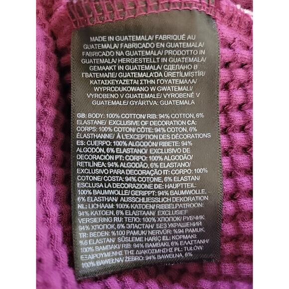The North Face 100% Cotton Fuschia LS Hooded Waffle Knit Sweater Women's Small - Picture 12 of 12
